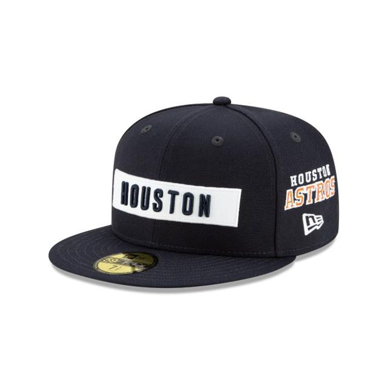 MLB Houston Astros Boxed Wordmark 59Fifty Fitted (LLK9036) - Blue New Era Caps